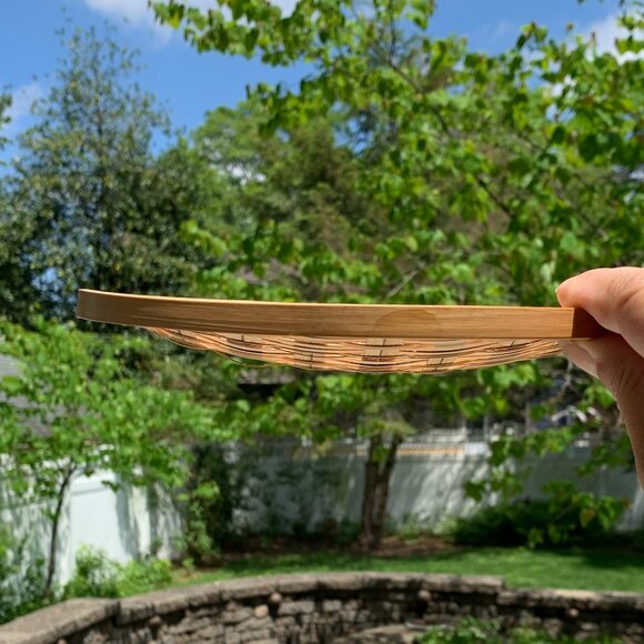 FIRM PRICE Vintage Woven Bamboo Serving Trinket Plates 5pc Set - Picture 5 of 10